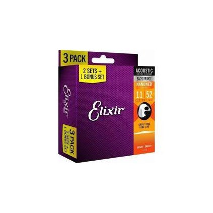 Elixir NANOWEB BRONZE 11-52 3-pack