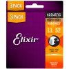 8274 elixir 16544 nanoweb phosphor bronze 11 52 3 pack akusticka gitara
