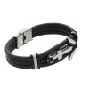 14370 3 kozeny naramek cerny s kotvou lhf242