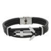 14370 kozeny naramek cerny s kotvou lhf242