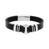 8589 naramek cerny s kotvou z kuze a stribrne oceli
