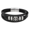 13086 1 naramek maltezsky kriz cerny z kuze a stribrne oceli