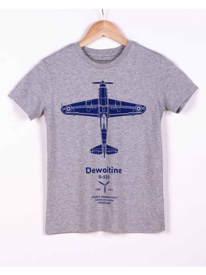 detske tricko s potiskem valecne letadlo dewoitine d520 znacka obleceni eeroplane sedy melir