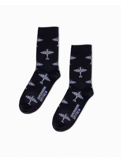 ponozky spitfire raf socks black eeroplane