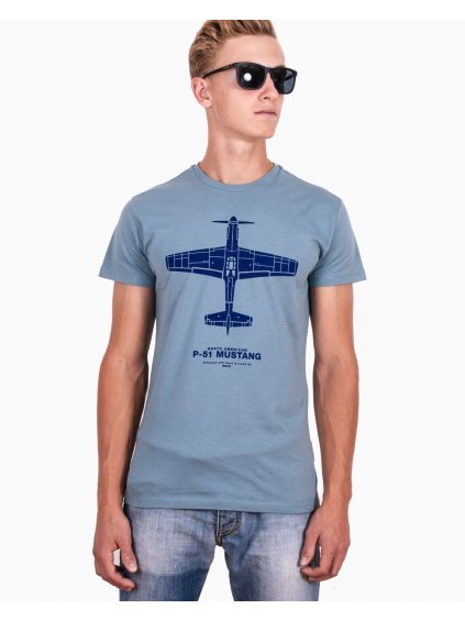 tshirt p51 mustang tricko s letadlem modre eeroplane