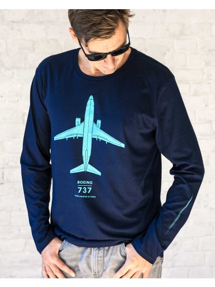 navy long sleeve tshirt boeing737 tricko dlouhy rukav eeroplane02