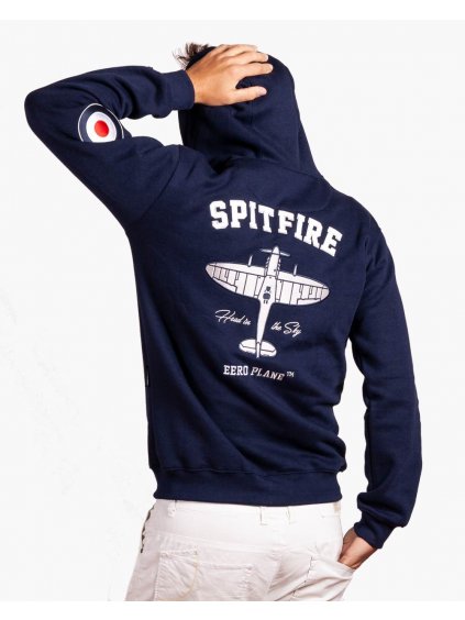 mikina s letadlem spitfire zip hoodie aviation eeroplane navy02