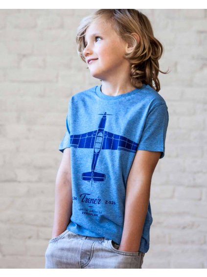 detske tricko s letadlem zlin trener master eeroplane modry melir