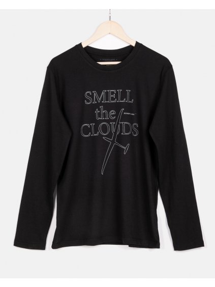 mens glider t shirt long sleeve black smell the clouds by eeroplane01