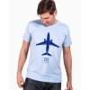 svetle modre tricko s letadlem boeing 737 eeroplane