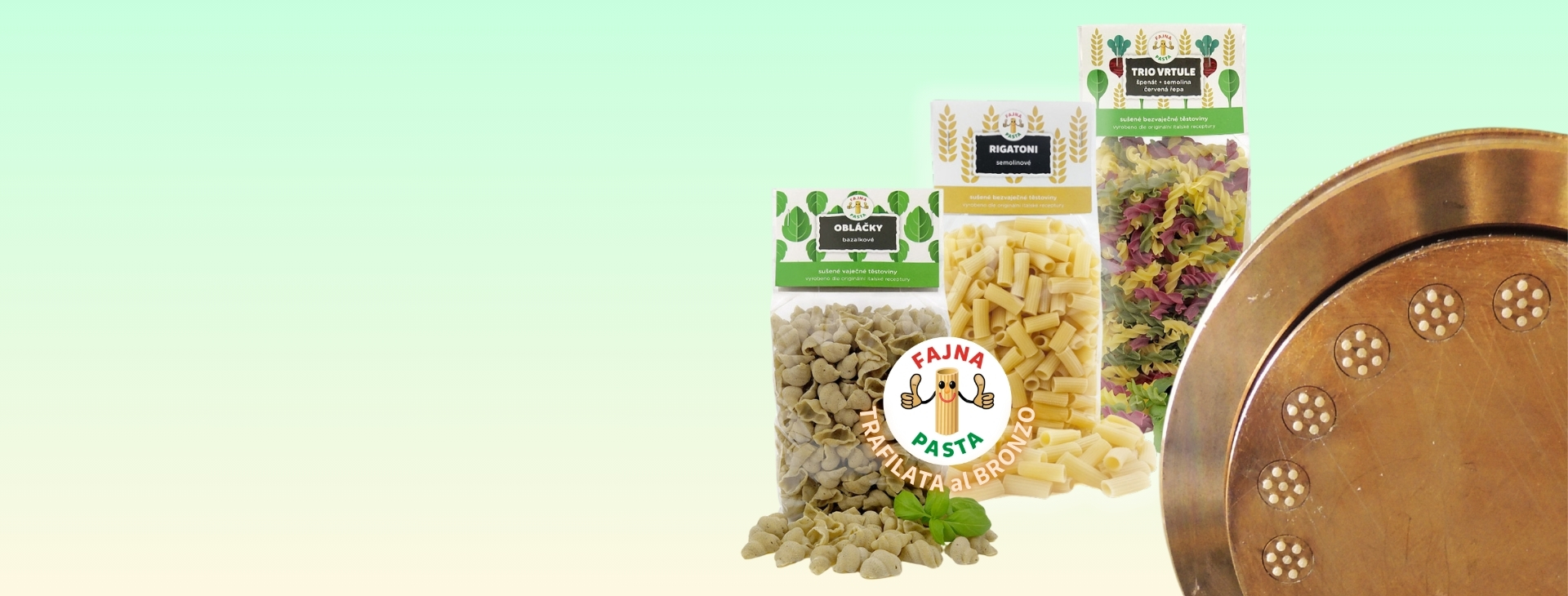 Bronzová matrice a těstoviny FAJNA PASTA.