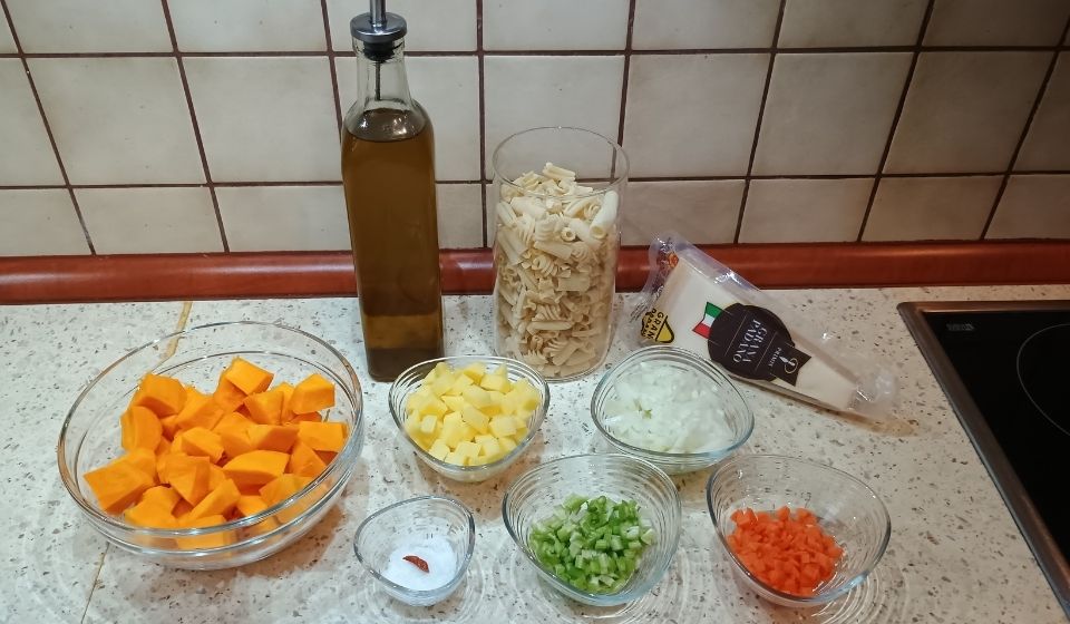 Ingredience na dýňové těstoviny PASTA MISTA.