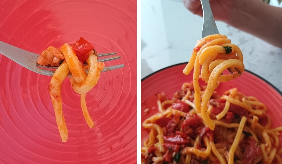 Těstoviny uvařené al dente.