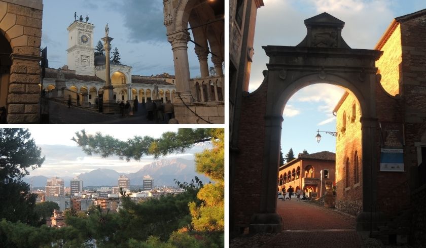 Město Udine - Piazza della Libertà & Loggia di San Giovanni, Castello di Udine s výhledem na Alpy