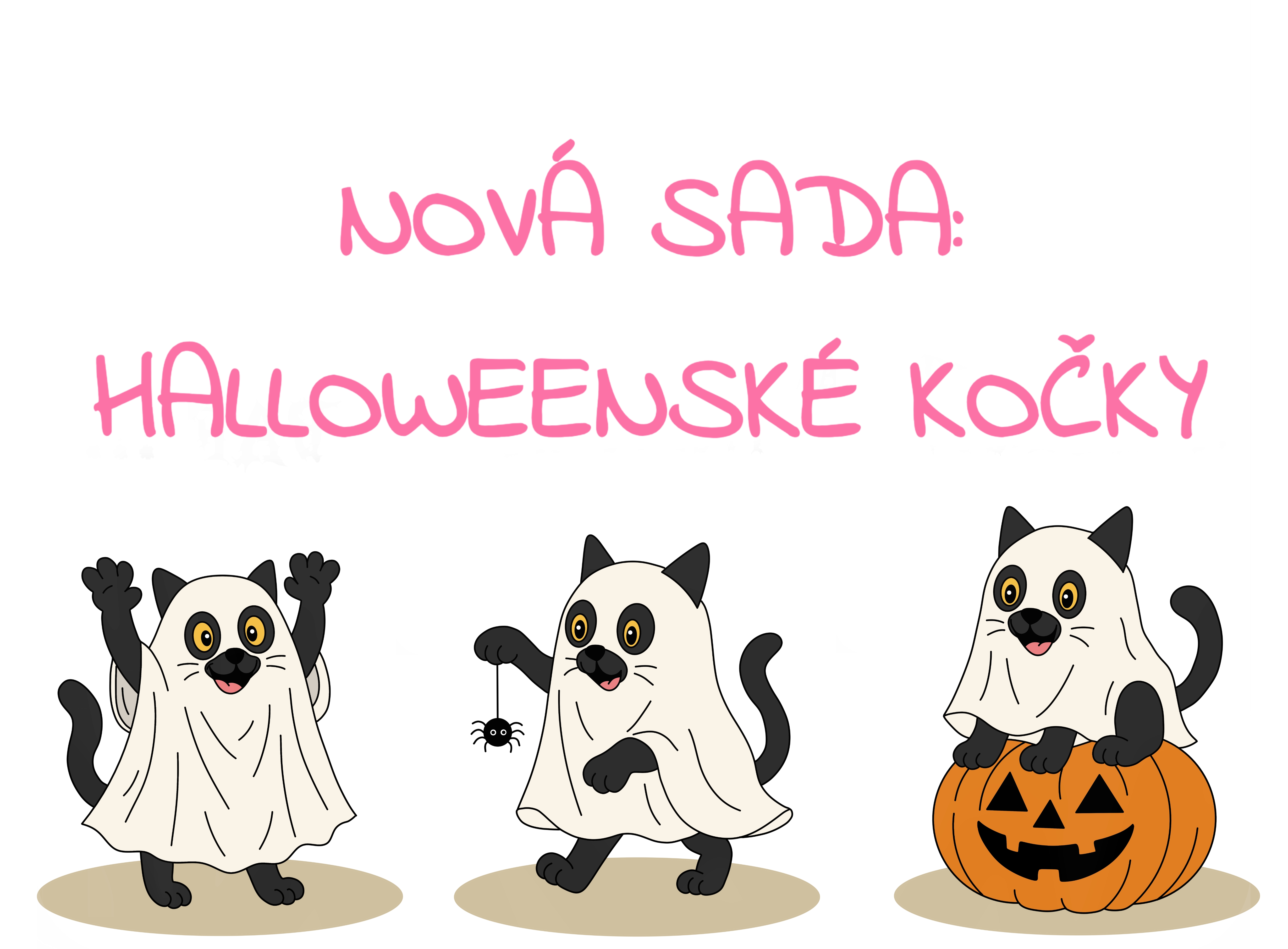 Svačinové kartičky, motivační kartičky, vzkazy do svačin - halloween, halloweenské kočky