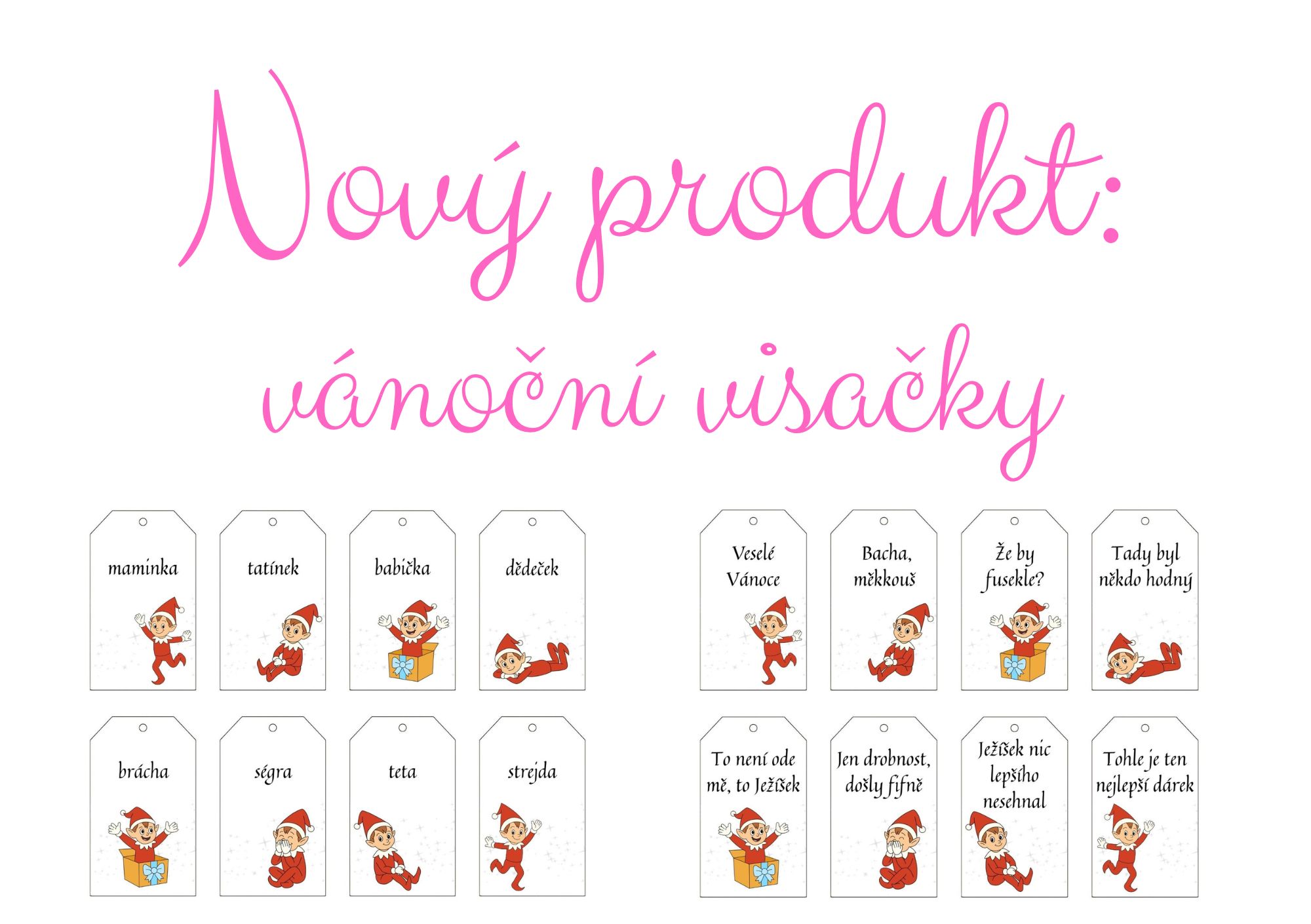 vánoční visačky na dárky - skřítek