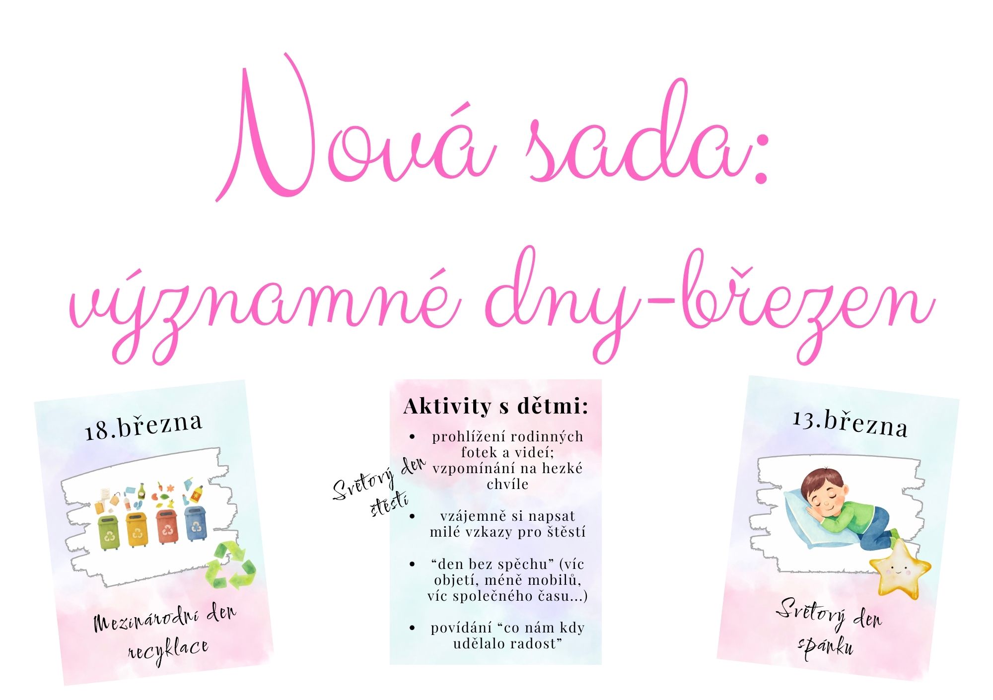 Svačinové kartičky, vzkazy do svačin, významné dny, březen, aktivity