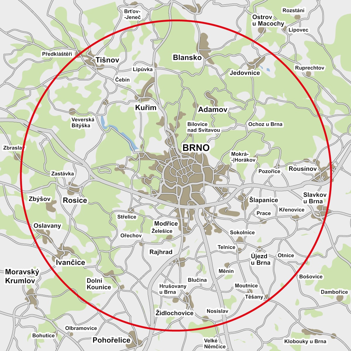 Mapa rozvozu jídel