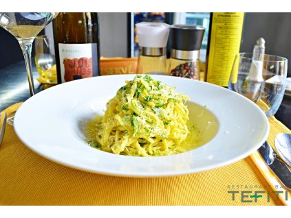 tagliolini gamberi salsiccia