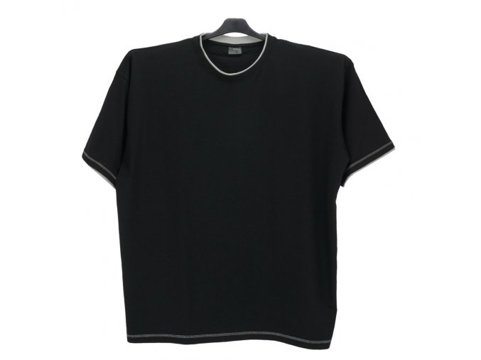 Pánské nadměrné tričko černé šedý lem KU