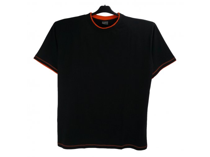 Pánské tričko černé oranžový lem K