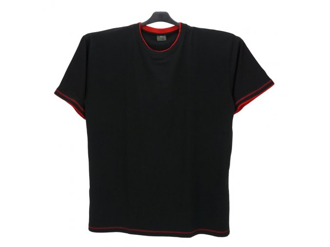 Pánské tričko černé červený lem KU