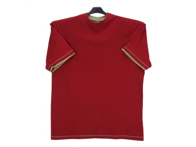 Pánské tričko červené oliva lem KU