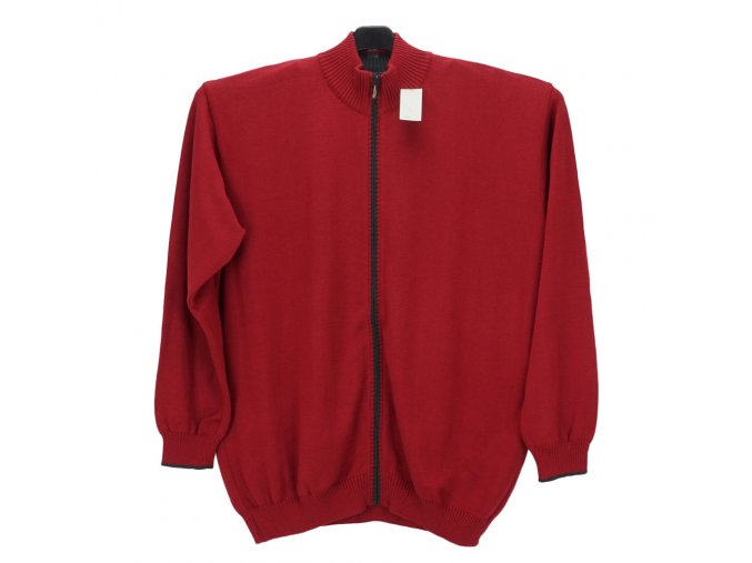 Pánský svetr matně červený s dlouhým zipem