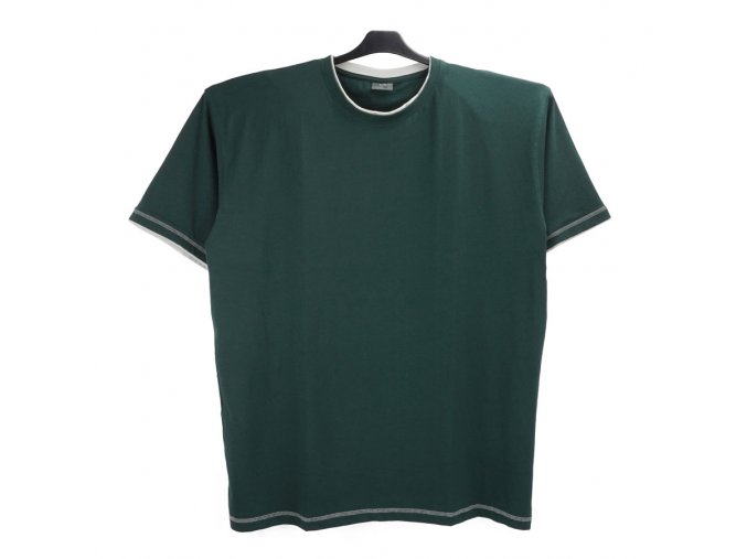 Pánské tričko zelené šedý lem