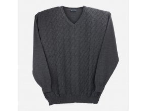Pánský svetr šedý šikmý vzor