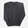 Pánský svetr šedý šikmý vzor