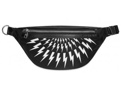 Neil Barrett Black Thunderbolt Print Belt Bag