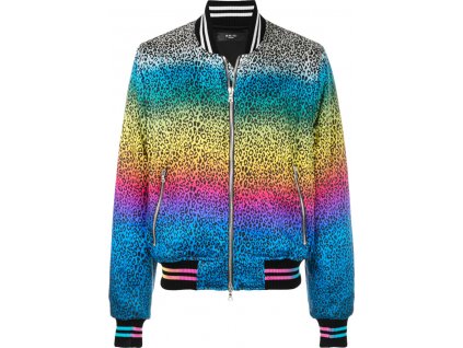 Amiri Rainbow Leopard Print Silk Bomber