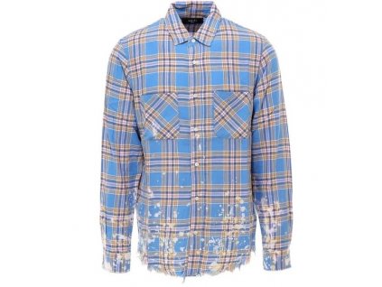 Amiri Distressed Check Splatter Effect Shirt