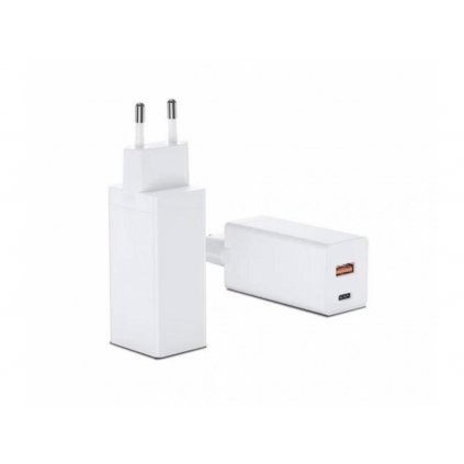 EGA C65 Napájecí adaptér 1x USB-A + 1x USB-C - 65W, bílý