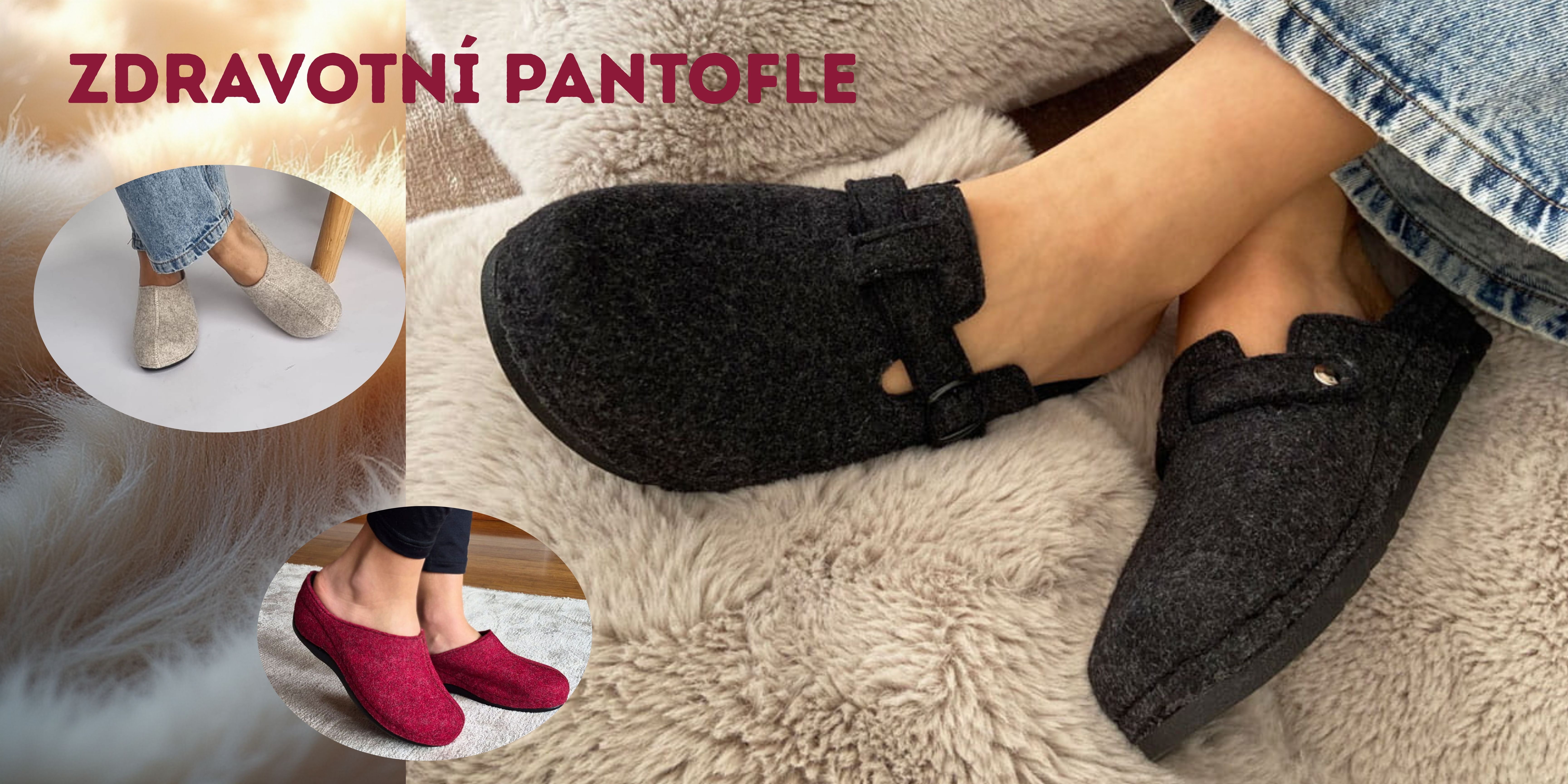 PANTOFLE Z VLNĚNÉ PLSTI