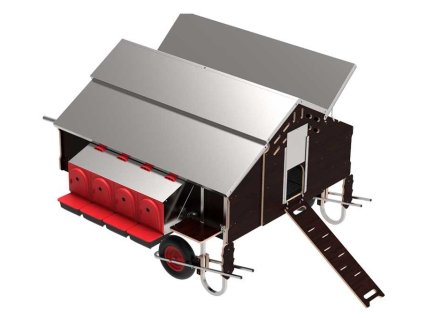Mobilní kurník pro 30 slepic 1,5x1,8m + sada kol pro volný pohyb