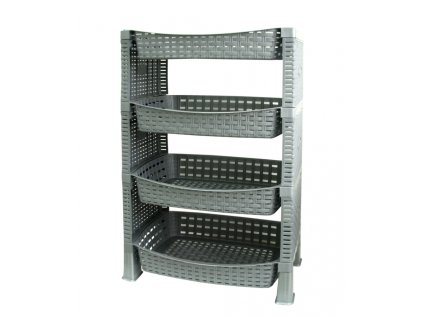 1596 mega plast shelf regal polyratan 41 x 30 x 65 cm svetle seda