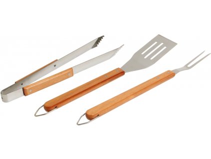 4650 somagic sada 3 ks nerezoveho grilovaciho nacini s drevenou rukojeti kleste 40 cm obracecka 44 cm vidlice 44 cm