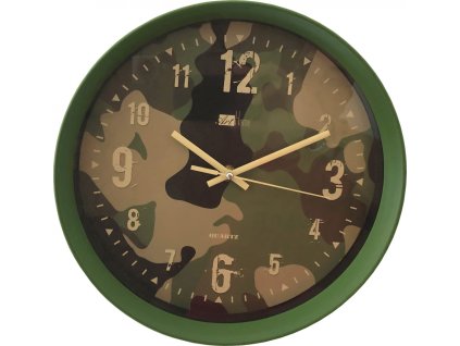 7233 due esse nastenne hodiny art home maskovaci vzor prumer 28 cm zelene