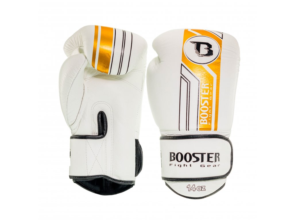 Booster kožené boxerské rukavice V9 - bílá/zlatá