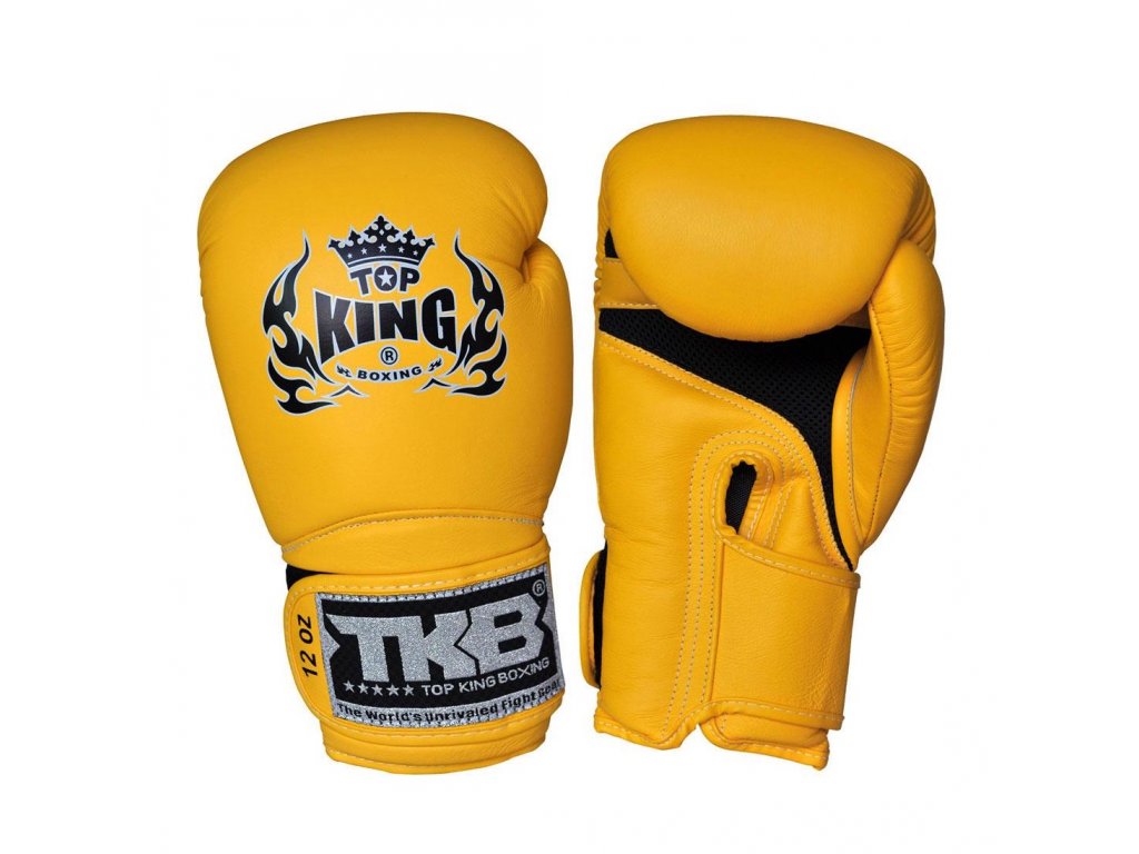 Top King kožené boxerské rukavice Super AIR  - žlutá
