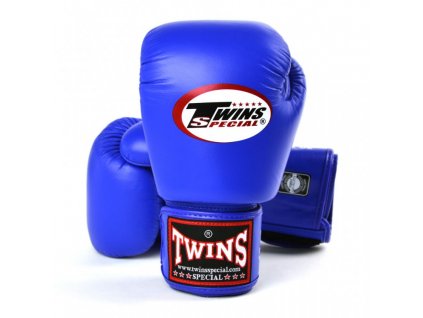 Boxerské rukavice kožené TWINS - modrá barva