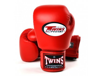 Boxerské rukavice kožené TWINS - červená barva