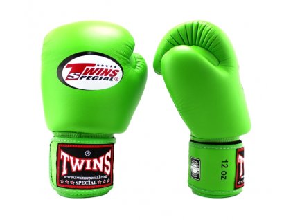 Boxerské rukavice TWINS kožené - neon zelené