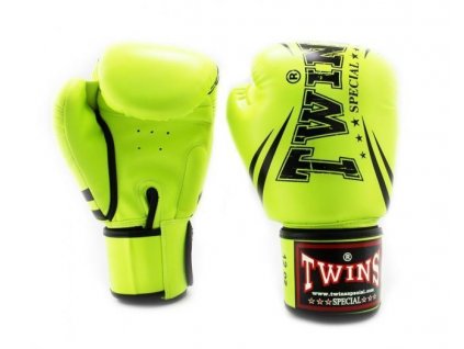 Boxerské rukavice TWINS syntetická kůže  - neon zelená