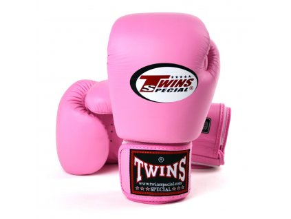 Boxerské rukavice kožené TWINS - růžová barva