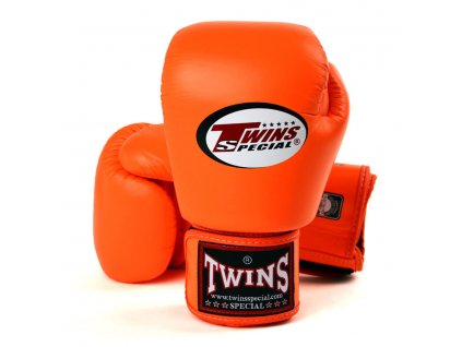 Boxerské rukavice kožené TWINS - oranžová barva