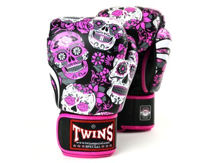 Boxerské rukavice TWINS SKULL - černá/fialová