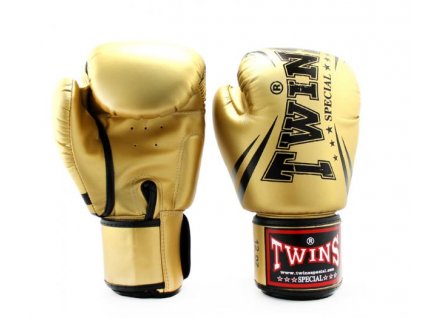 Boxerské rukavice TWINS syntetická kůže FBGVS3-TW6  - zlatá